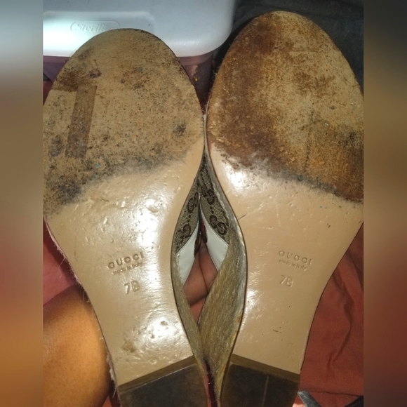 Gucci GG Logo Canvas And Leather Wedge Espadrille Sandals Size 7 - Picture 7 of 10